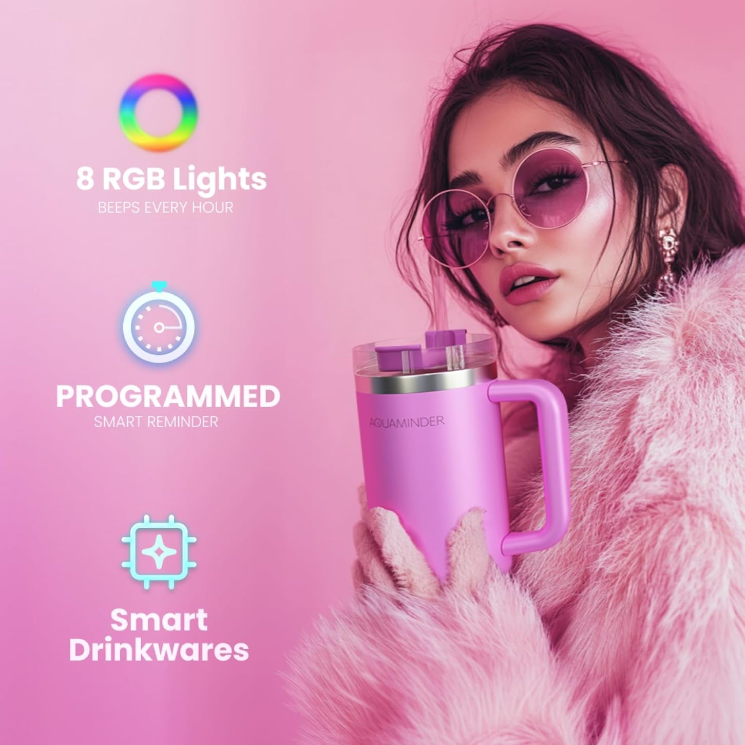 Smart Tumbler with lid and Straw