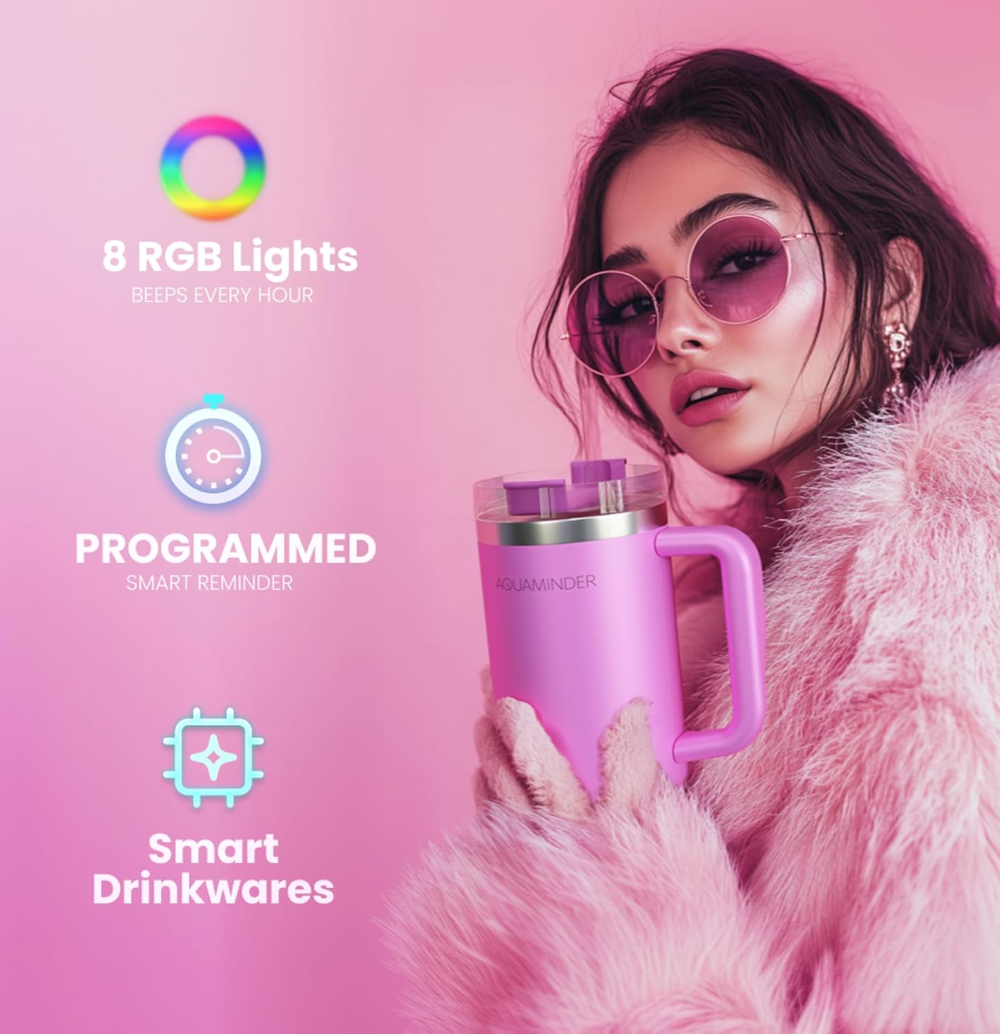 Smart Tumbler with lid and Straw